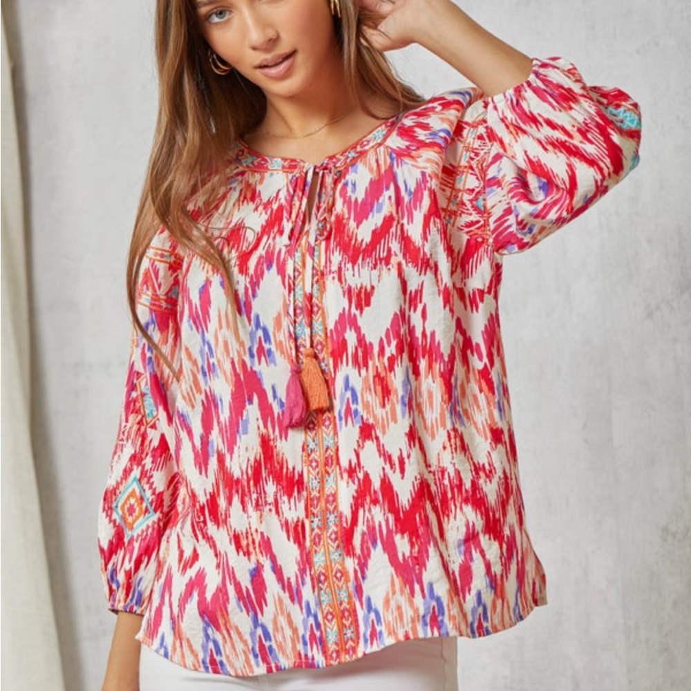 Savannah Jane Blouse with Tassels size 1XL NWT